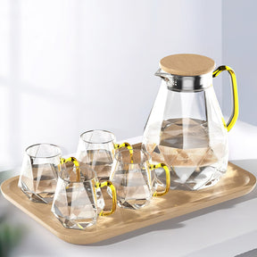 Diamond Pattern Heatproof Glass Jug/Cups